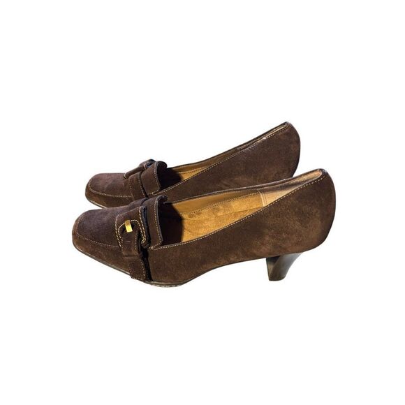 AEROSOLES Shoes - Aerosoles Brown Suede Size 10 Buckle Detail Womens Heels